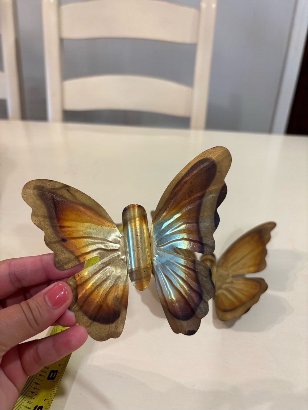 Vintage Set of 3 Brass Butterfly Wall Hangings Mid Century Modern Metal Décor - Picture 3 of 4